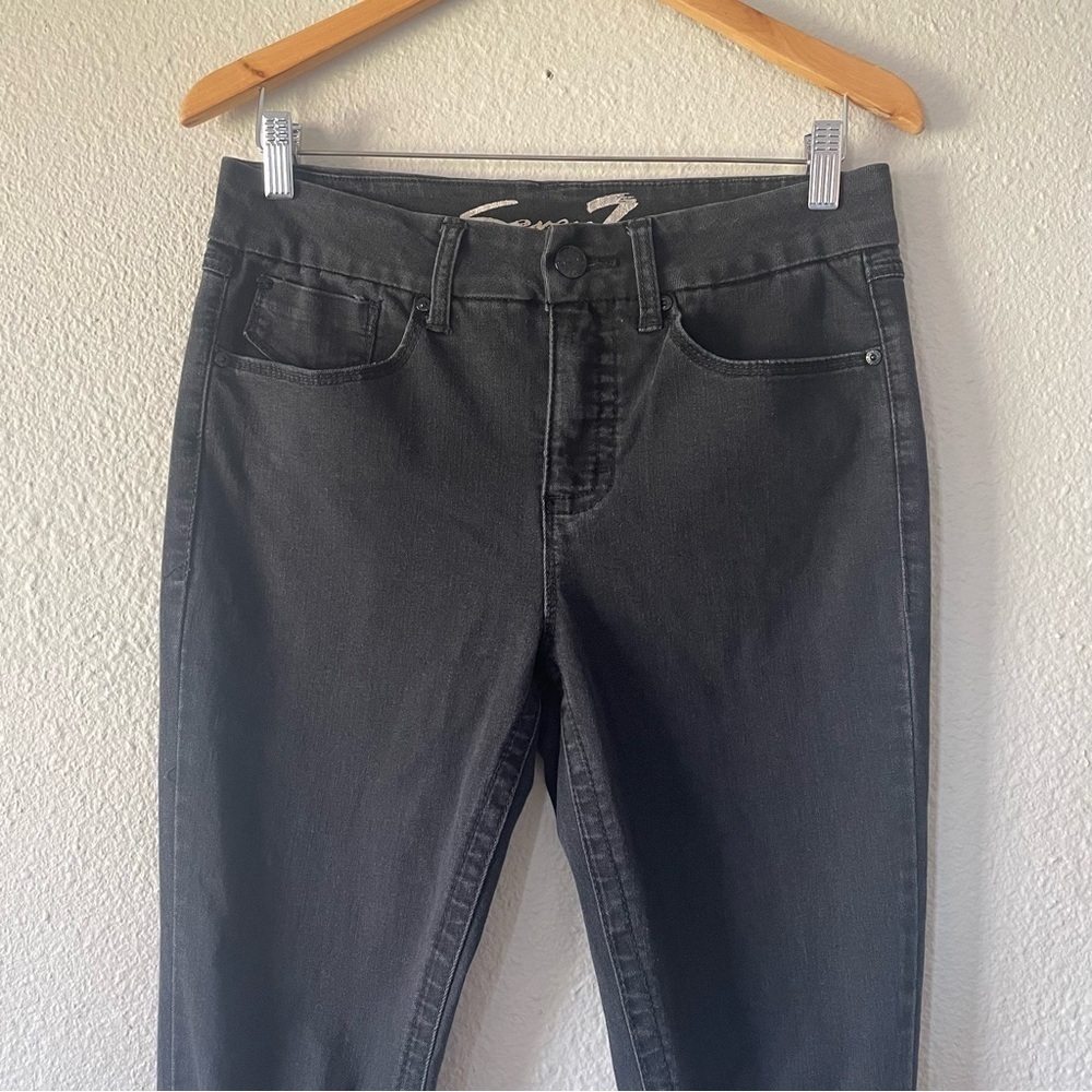 Seven7 Tummyless High Rise Skinny Jeans Women’s 8 Black Distressed Ripped - Picture 3 of 13